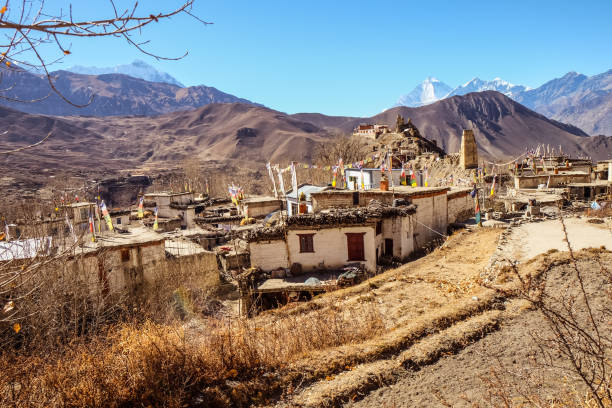 Nepal villages and country in a beautiful sunny day
